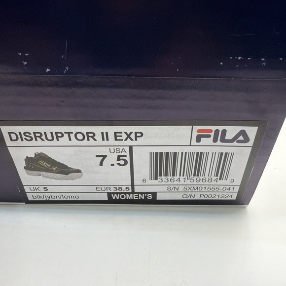 Fila Disruptor 2 Exp Womens Size 7.5 Blk/Jybn/Lemo Athletic Running Shoes. New
